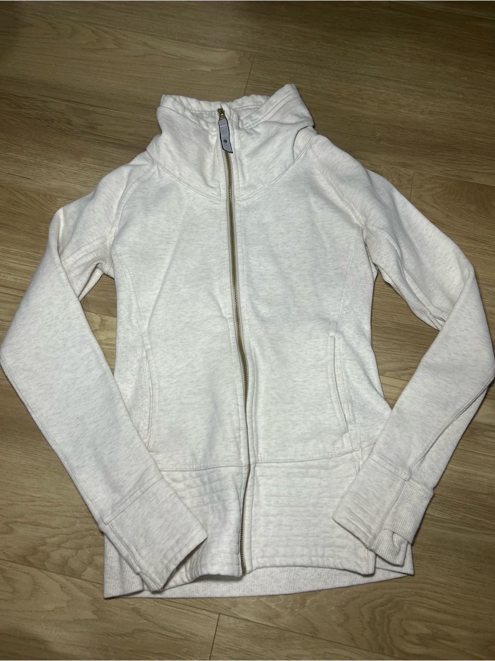lululemon athletica Cream Zip-Up Hoodie with Gold-Tone Hardware